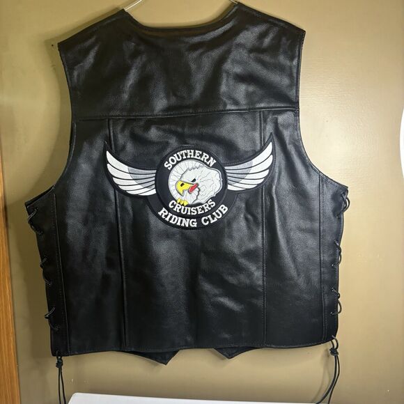 #HWK Motorsports Leather Vest Southern Cruisers Riding Club Patch On Back XL - Picture 6 of 9